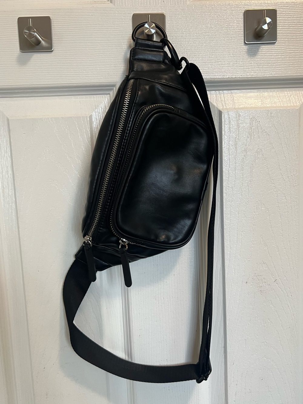 Oak + Fort Black Vegan Leather Belt Bag / Crossbody Fanny Pack